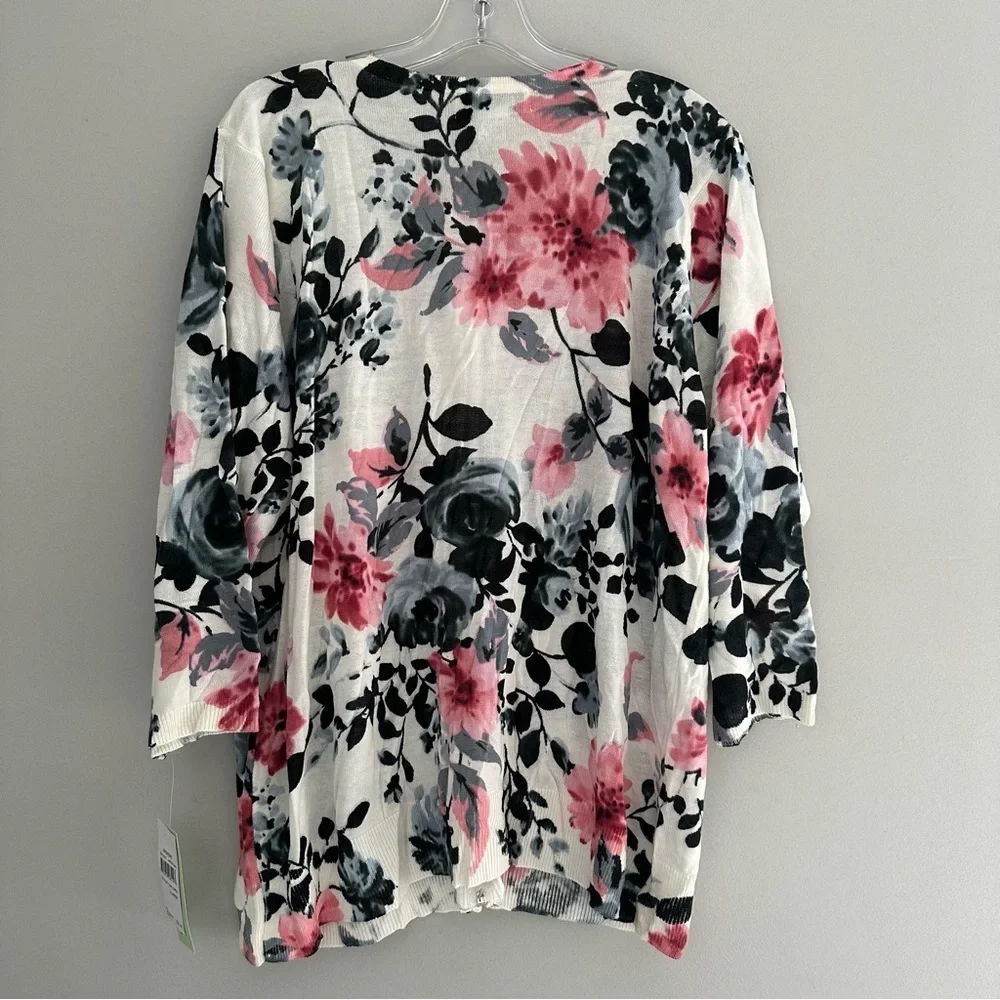 NWT Cathy Daniels Zip Front White Coral Gem Cardigan Sweater - Picture 6 of 6
